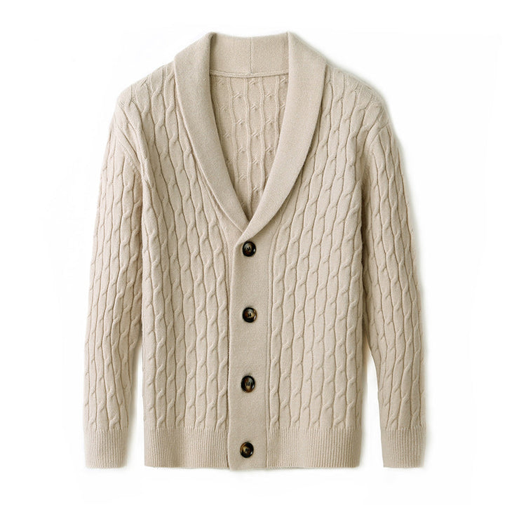 Tommy | Shawl Collar Cable Knit Mens Cardigan