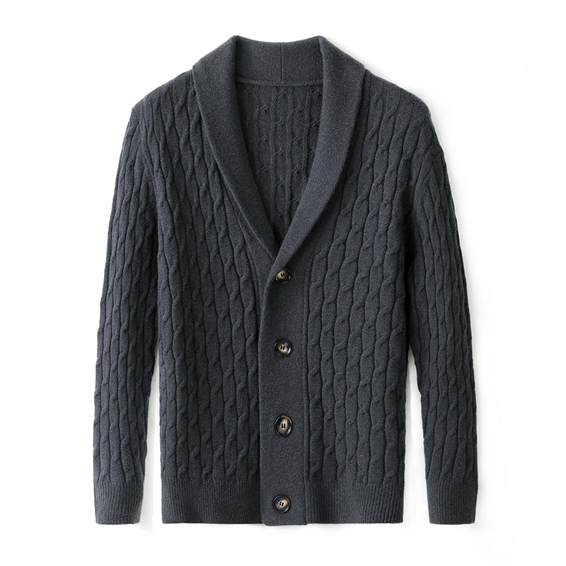 Tommy | Shawl Collar Cable Knit Mens Cardigan