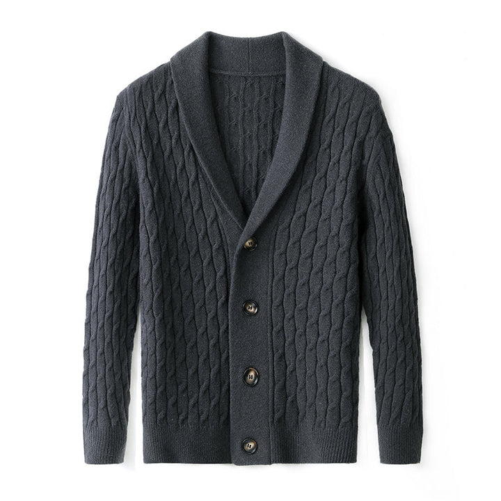 Tommy | Shawl Collar Cable Knit Mens Cardigan
