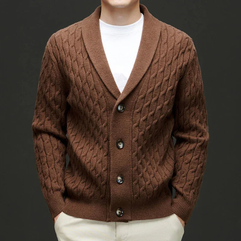 Tommy | Shawl Collar Cable Knit Mens Cardigan