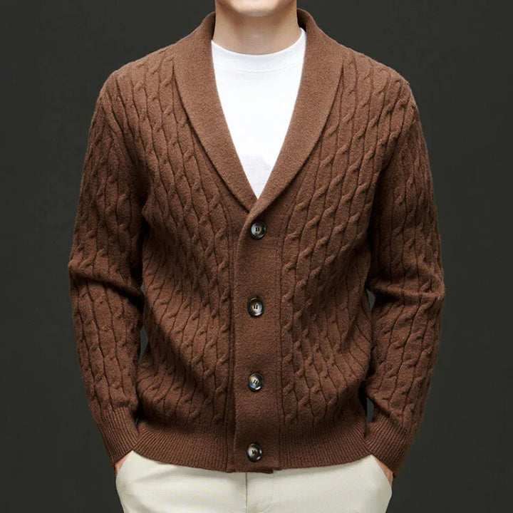 Tommy | Shawl Collar Cable Knit Mens Cardigan