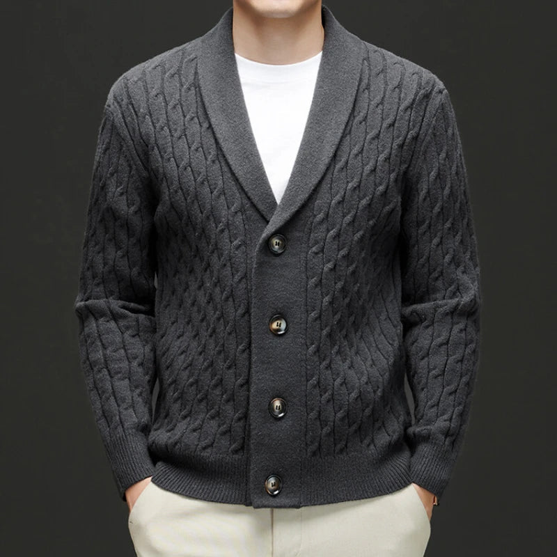 Tommy | Shawl Collar Cable Knit Mens Cardigan