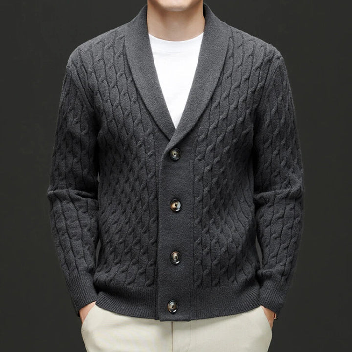 Tommy | Shawl Collar Cable Knit Mens Cardigan