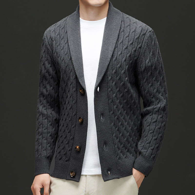 Tommy | Shawl Collar Cable Knit Mens Cardigan
