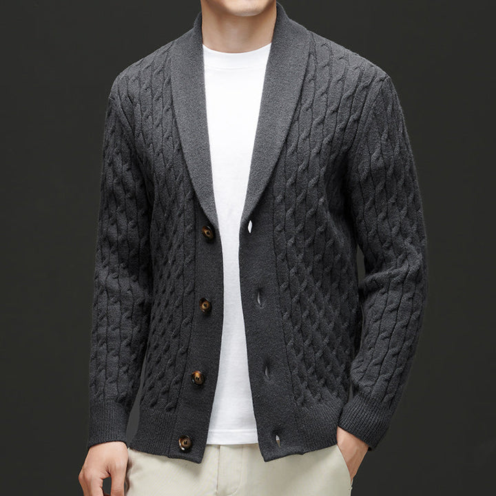 Tommy | Shawl Collar Cable Knit Mens Cardigan
