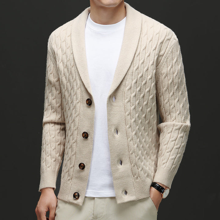 Tommy | Shawl Collar Cable Knit Mens Cardigan