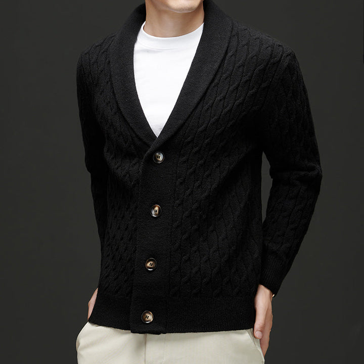 Tommy | Shawl Collar Cable Knit Mens Cardigan