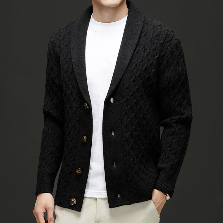 Tommy | Shawl Collar Cable Knit Mens Cardigan