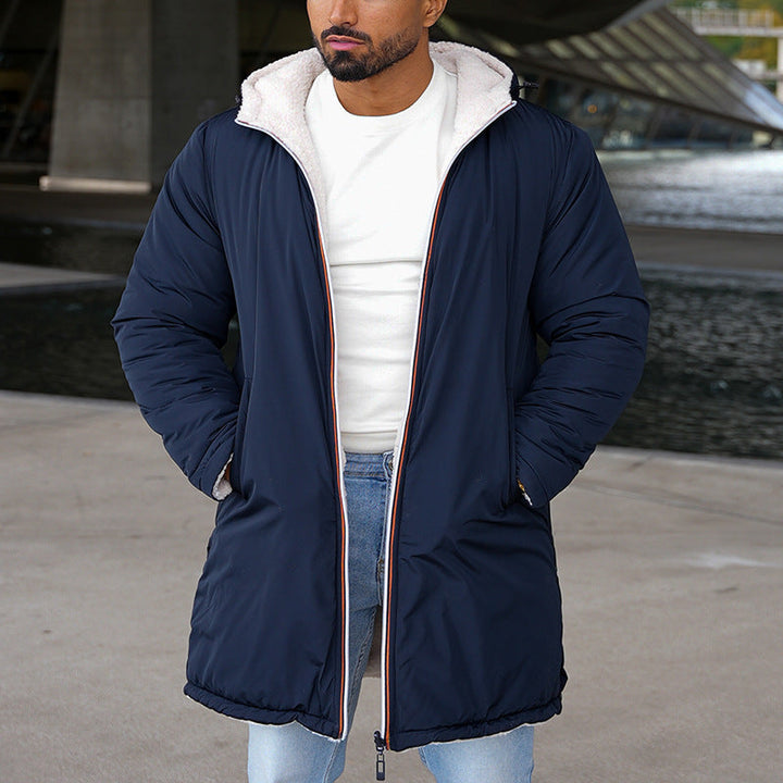 Vinnie | Textured Hooded Longline Mens Winter Coat