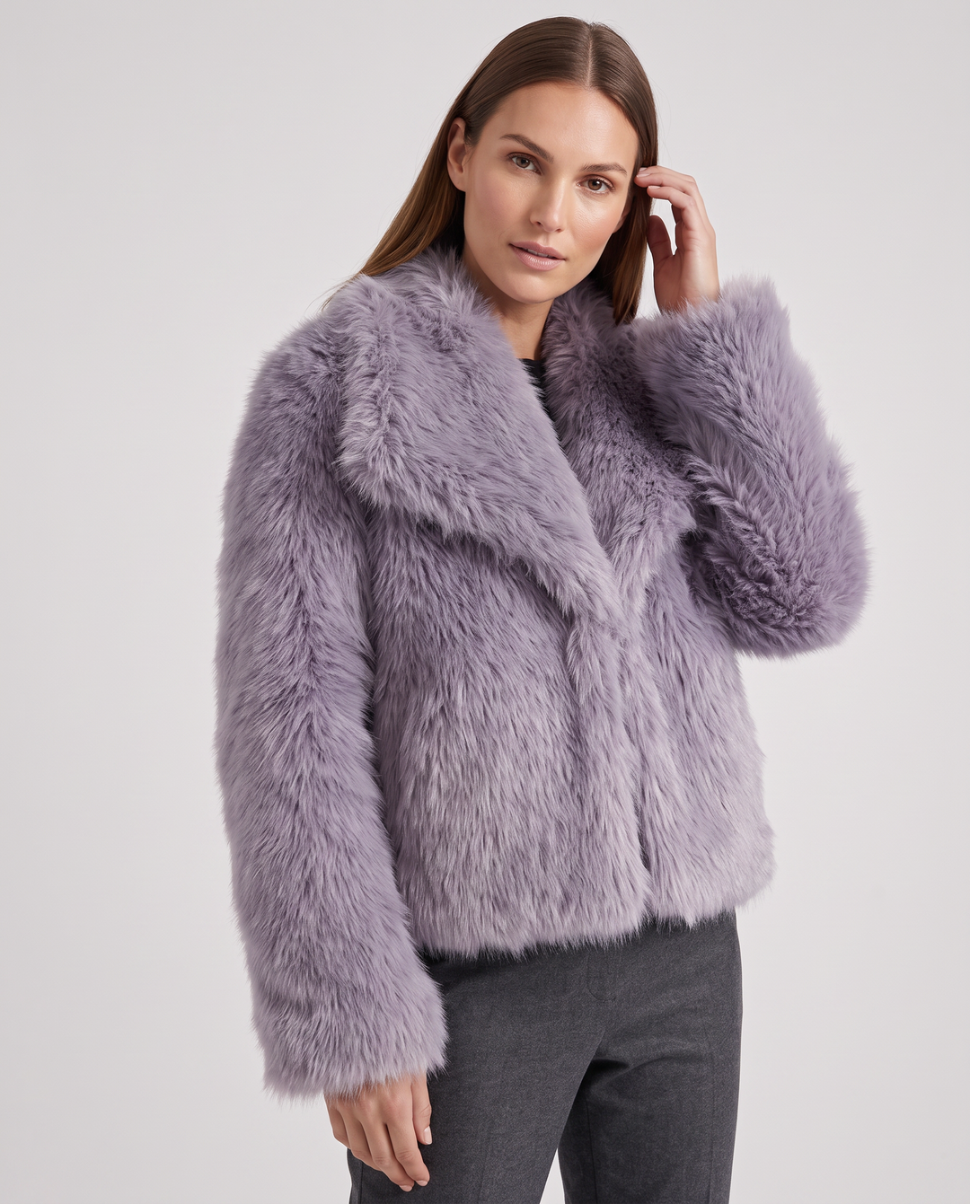 Violet | Cosy Shaggy Faux Fur Coats for Women with Wide Collar