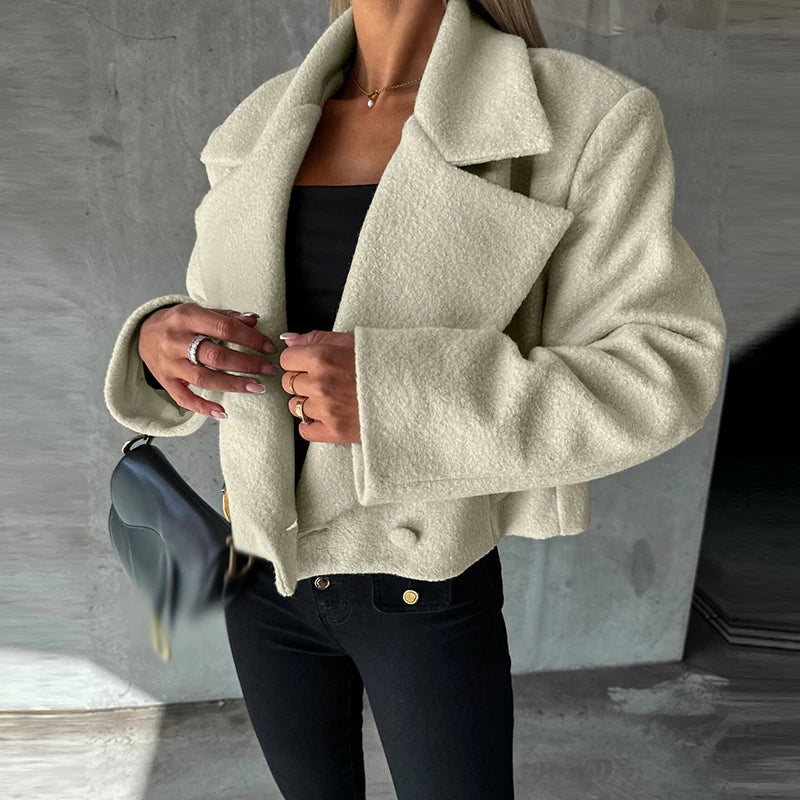 Violet | Stylish Cropped Double-Breasted Winter Coat