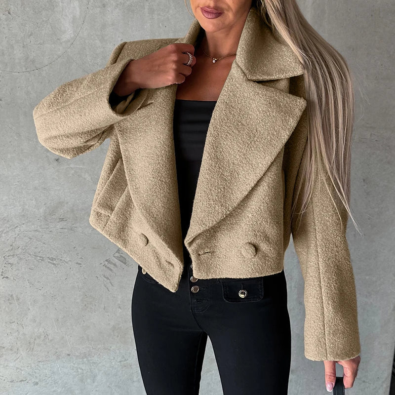 Violet | Stylish Cropped Double-Breasted Winter Coat