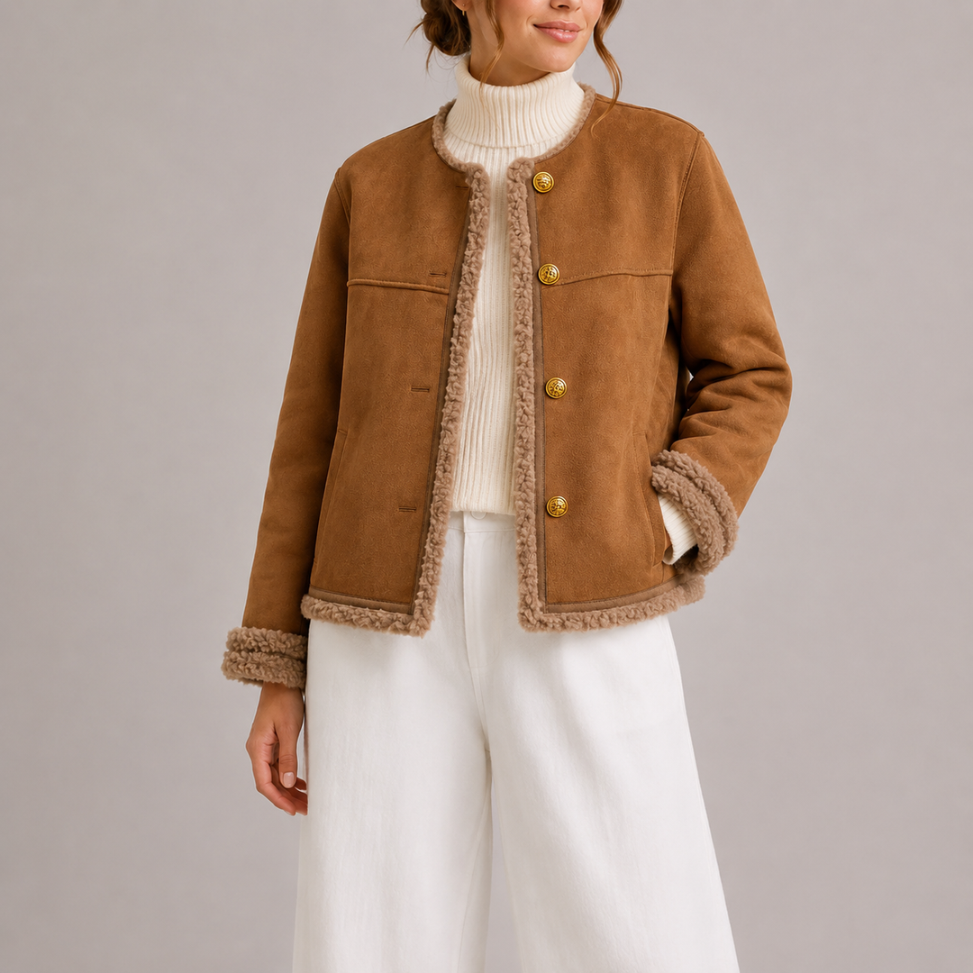Willow | Elegant Shearling Trim Faux Fur Coat Jacket