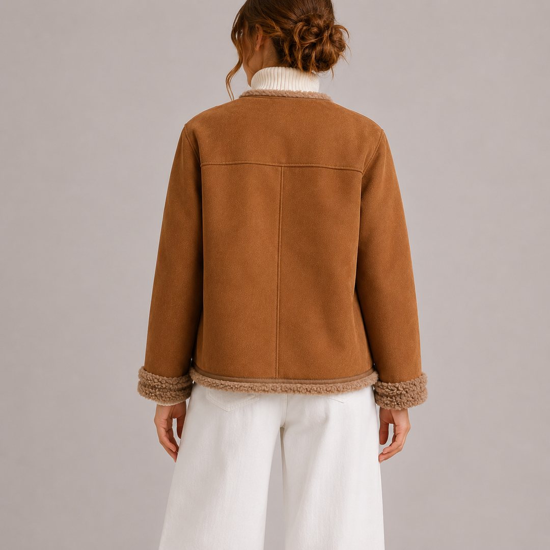 Willow | Elegant Shearling Trim Faux Fur Coat Jacket