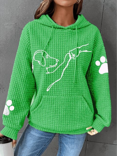 Willow | Elegant Waffle Knit Dog Print Pullover Hoodie