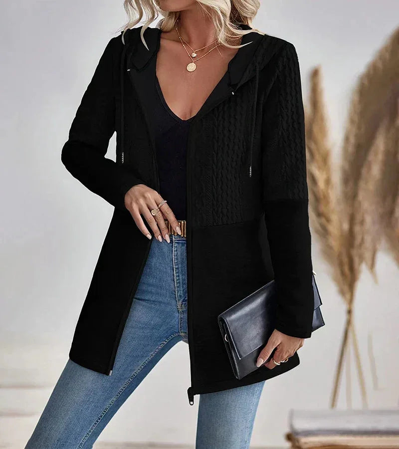 Willow | Refined Longline Cable-Knit Zip-Up Hoodie