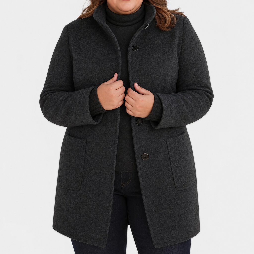 Willow | Refined Textured Plus Size Coat with Stand Collar