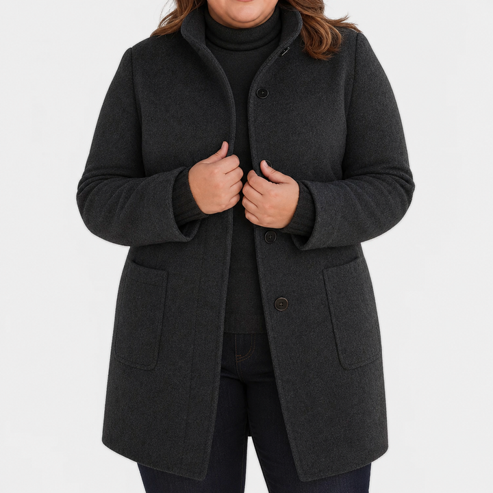 Willow | Refined Textured Plus Size Coat with Stand Collar