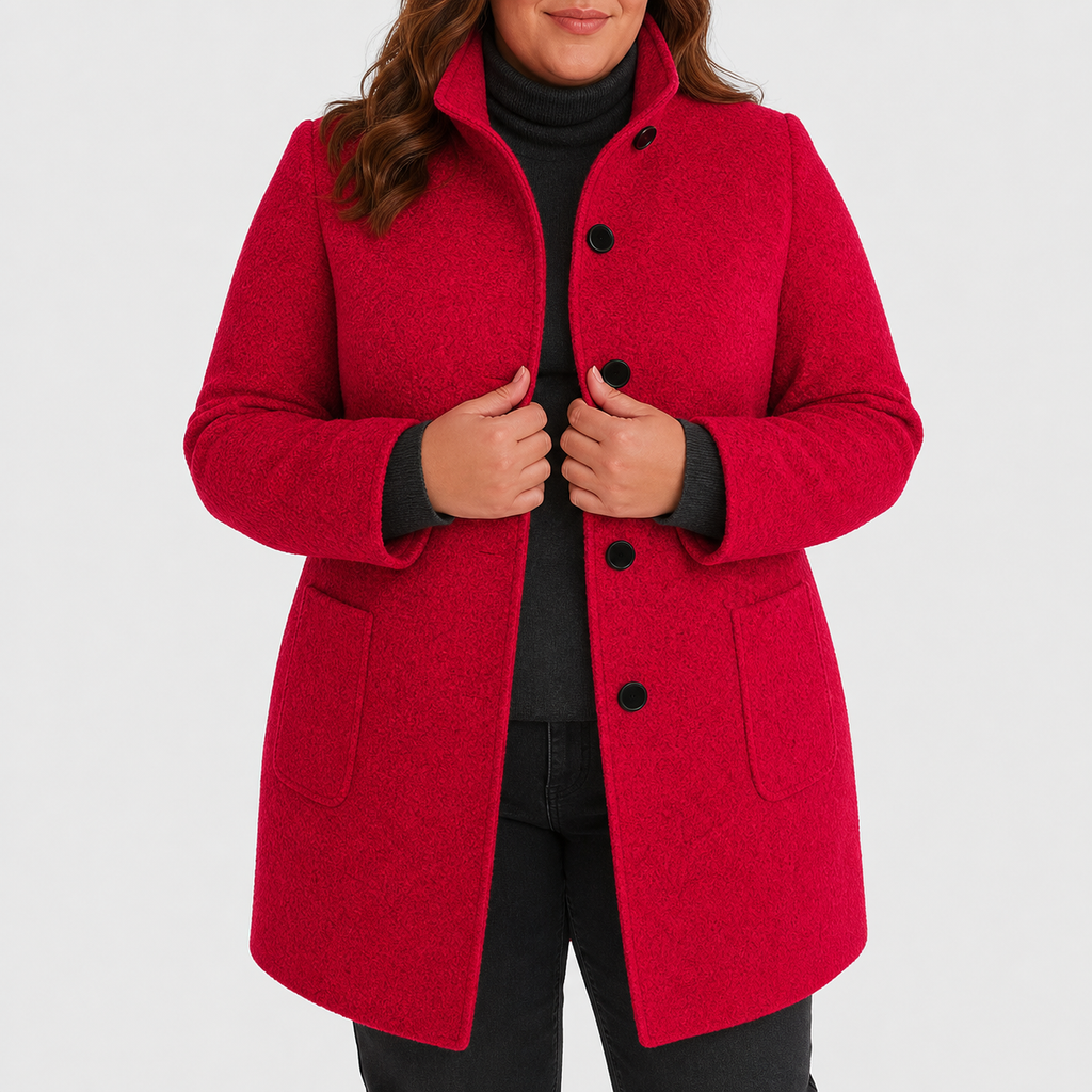 Willow | Refined Textured Plus Size Coat with Stand Collar