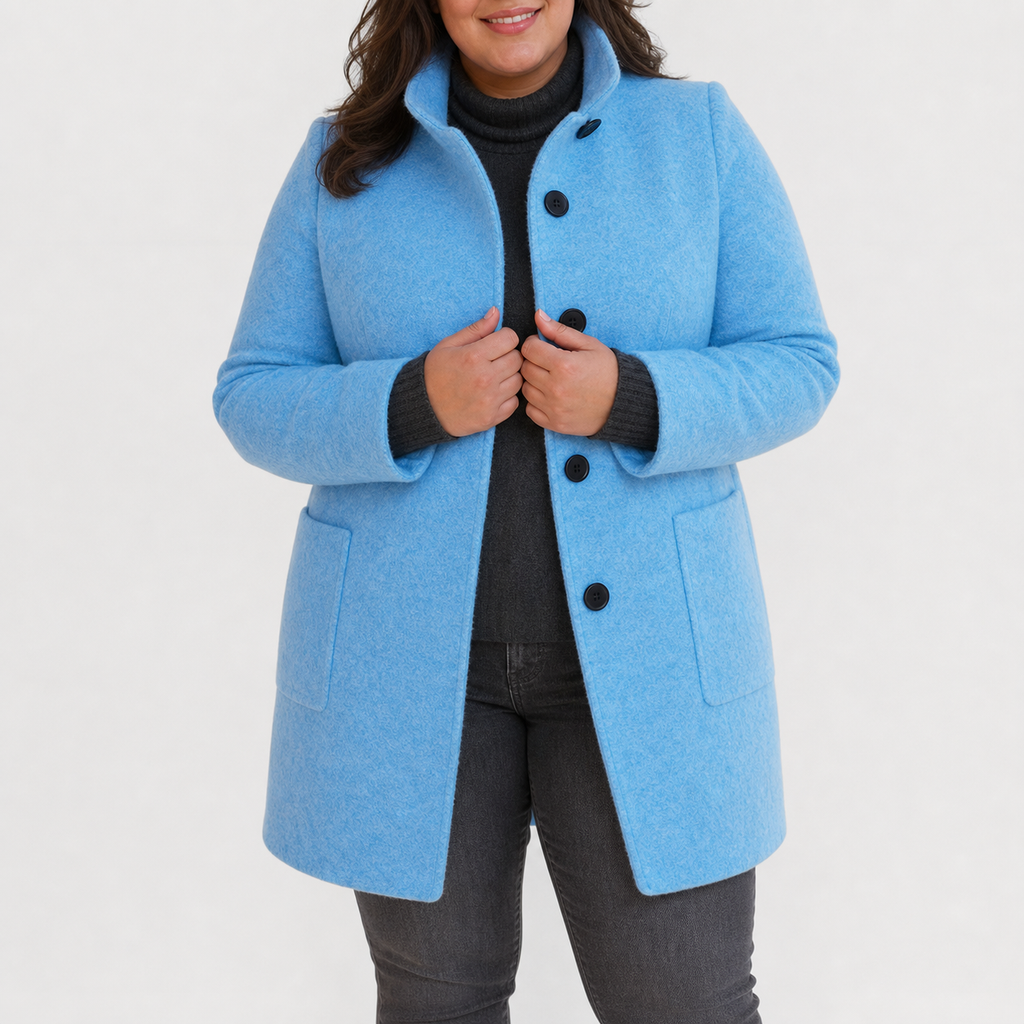 Willow | Refined Textured Plus Size Coat with Stand Collar