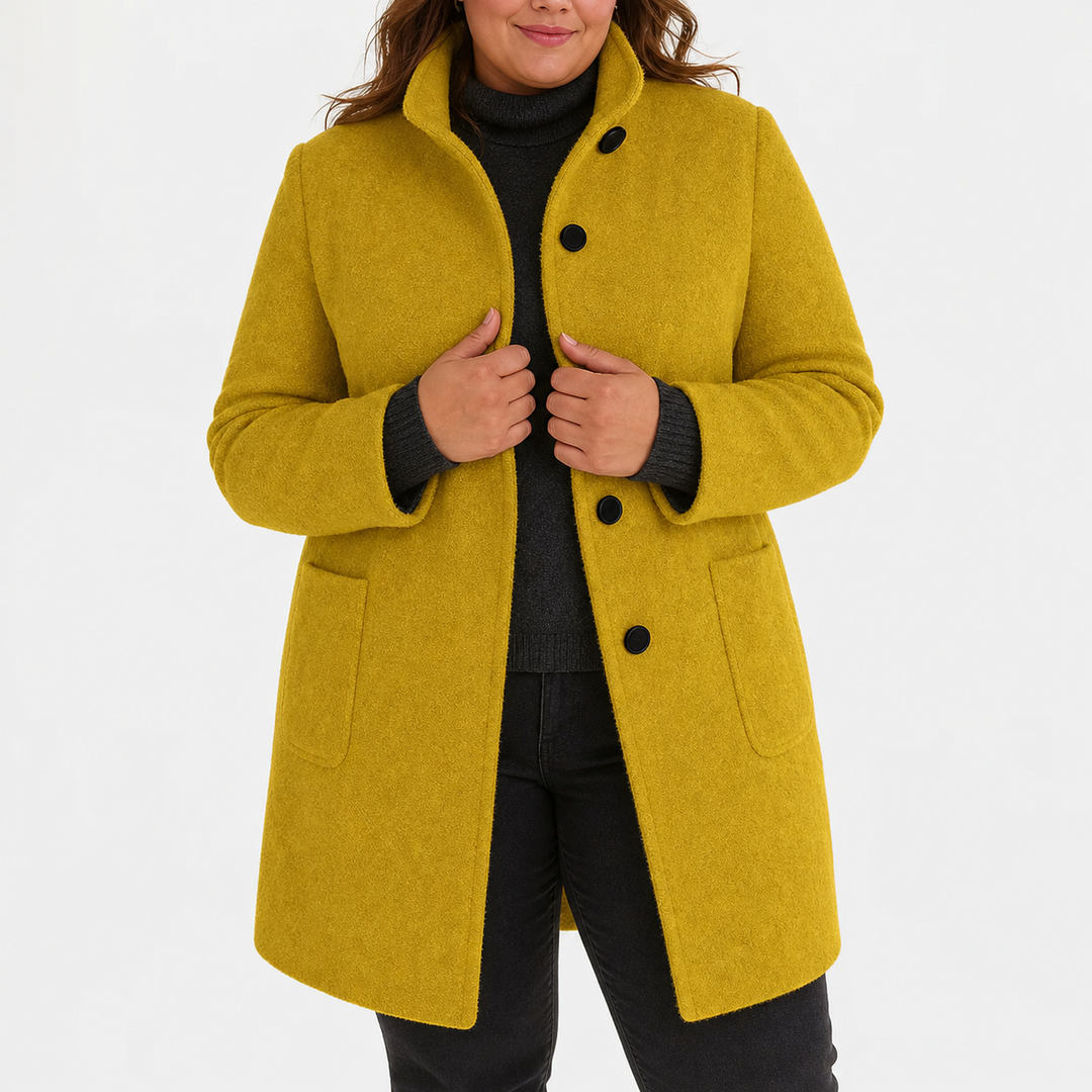 Willow | Refined Textured Plus Size Coat with Stand Collar