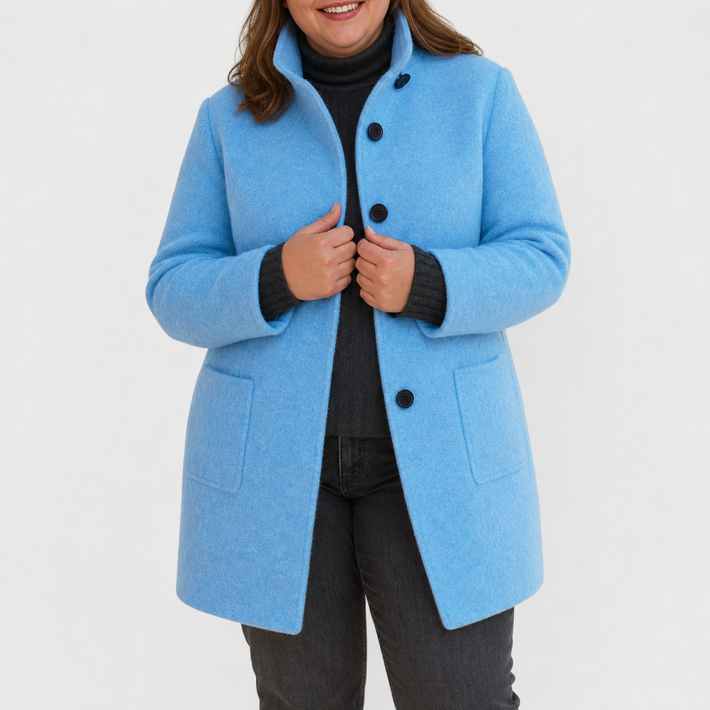 Willow | Refined Textured Plus Size Coat with Stand Collar