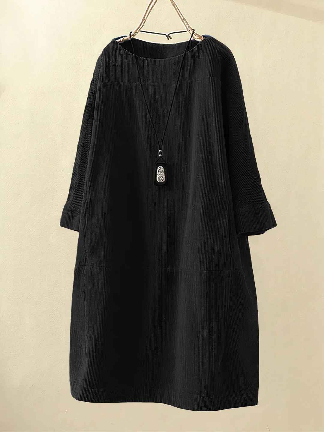 Willow | Ribbed Loose Fit Long Sleeve Dress with Pockets