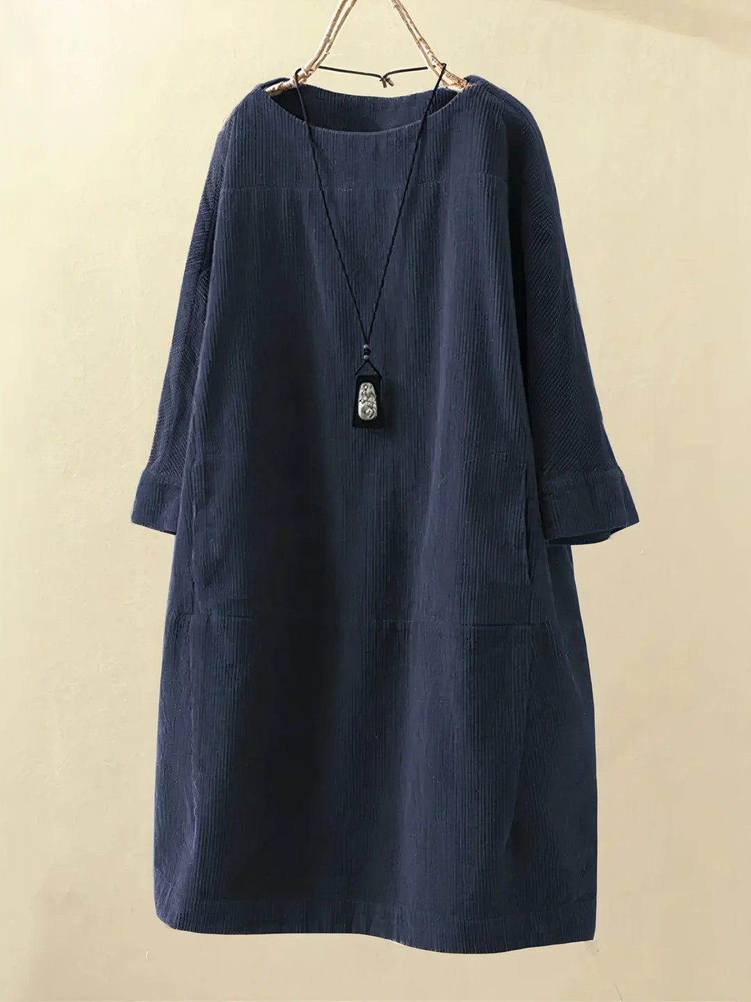 Willow | Ribbed Loose Fit Long Sleeve Dress with Pockets