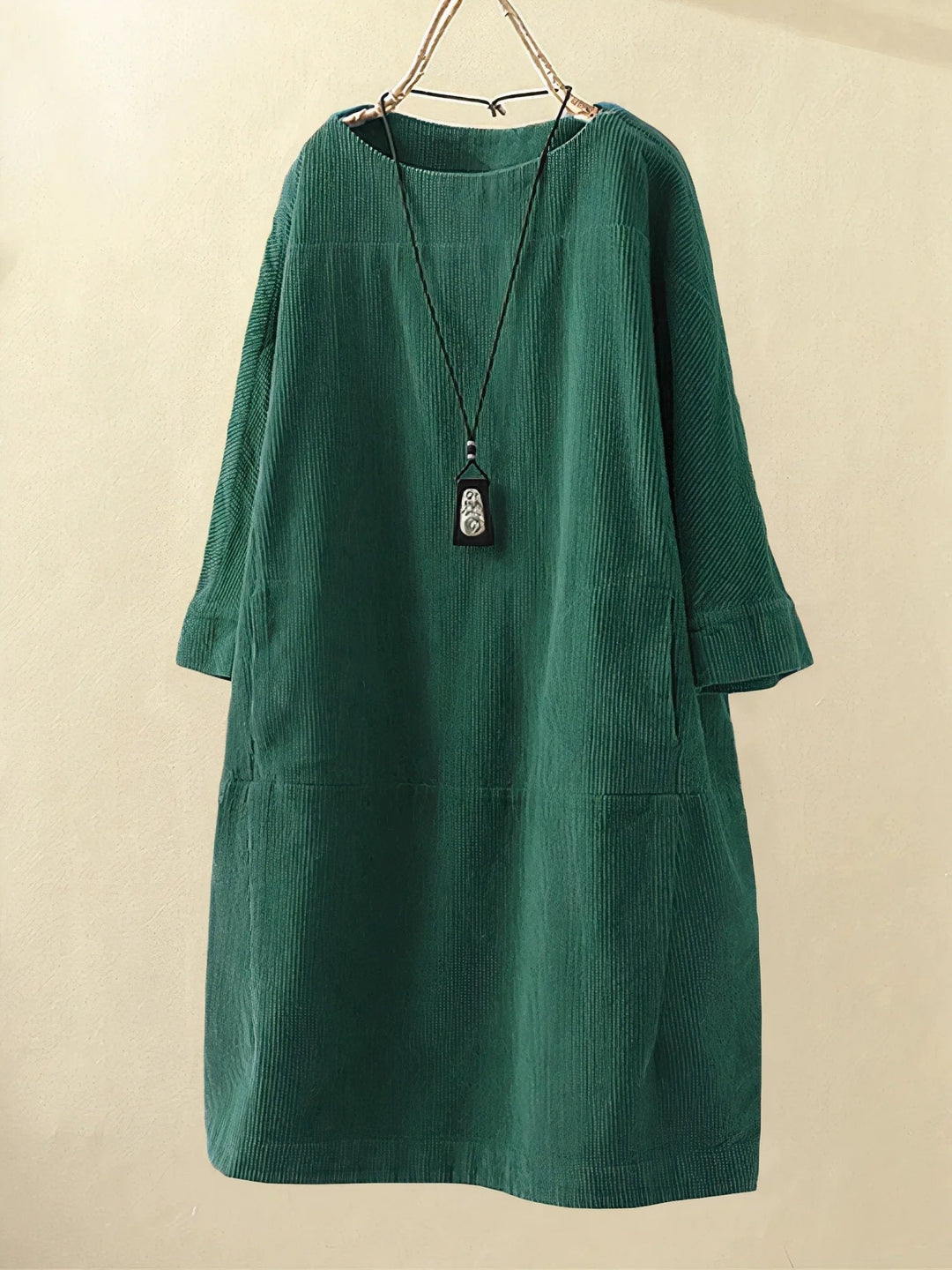 Willow | Ribbed Loose Fit Long Sleeve Dress with Pockets