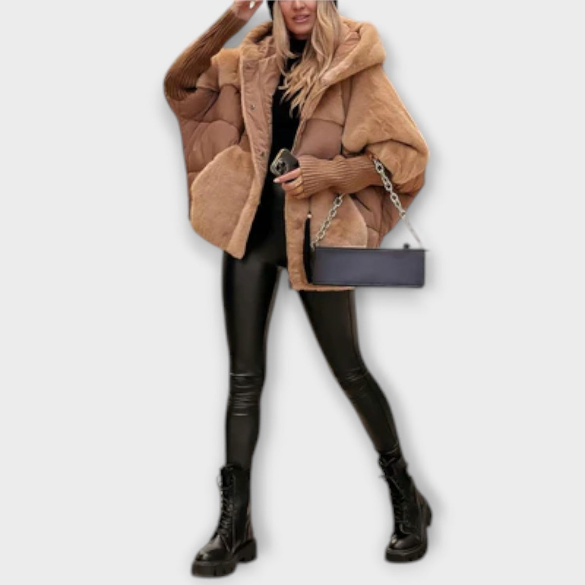 Willow | Sophisticated Hooded Fur Jacket with Teddy Lining