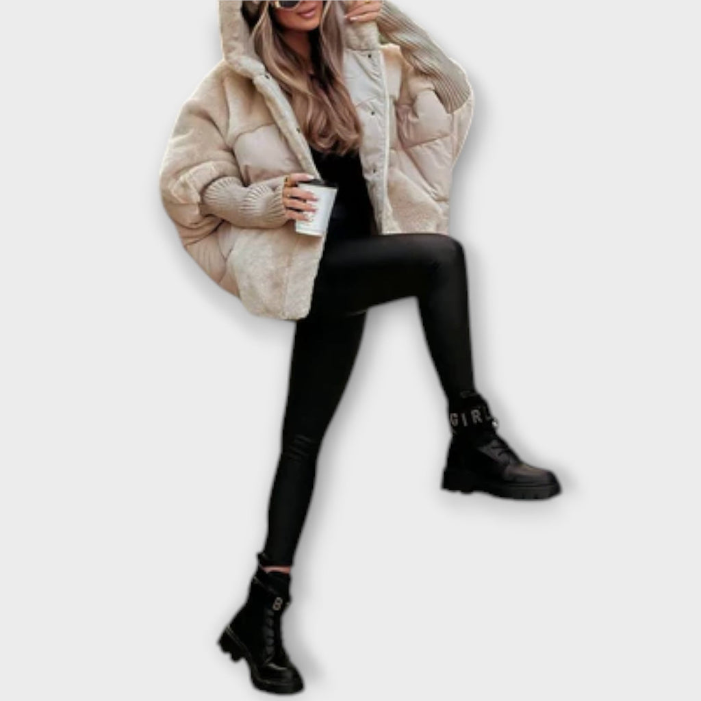 Willow | Sophisticated Hooded Fur Jacket with Teddy Lining