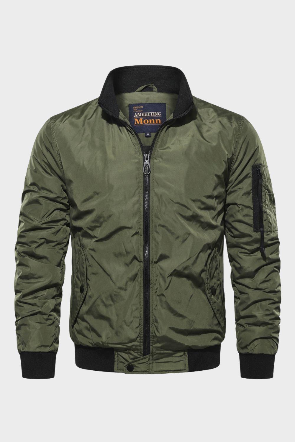 Yahya | Refined Ribbed Collar Zip-Up Bomber Jacket