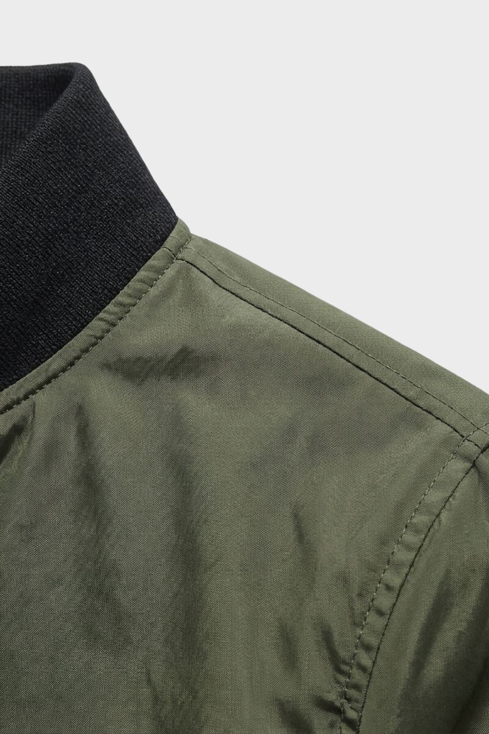 Yahya | Refined Ribbed Collar Zip-Up Bomber Jacket
