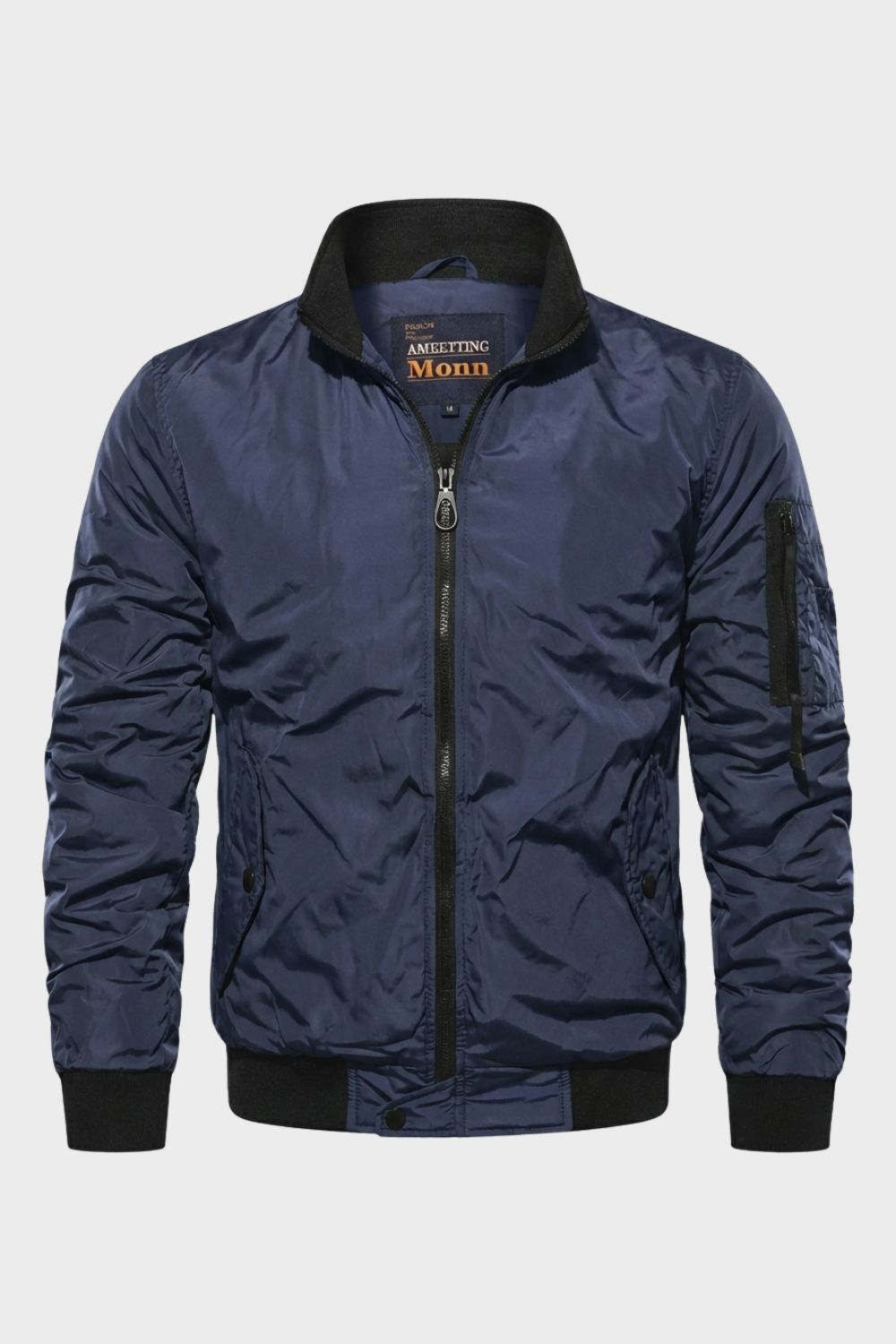 Yahya | Refined Ribbed Collar Zip-Up Bomber Jacket