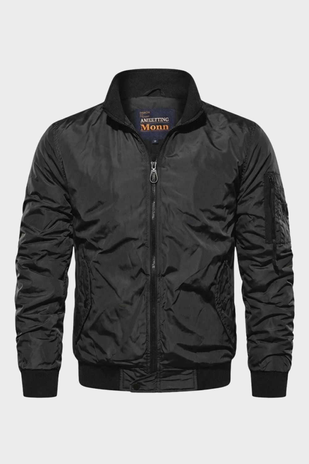 Yahya | Refined Ribbed Collar Zip-Up Bomber Jacket