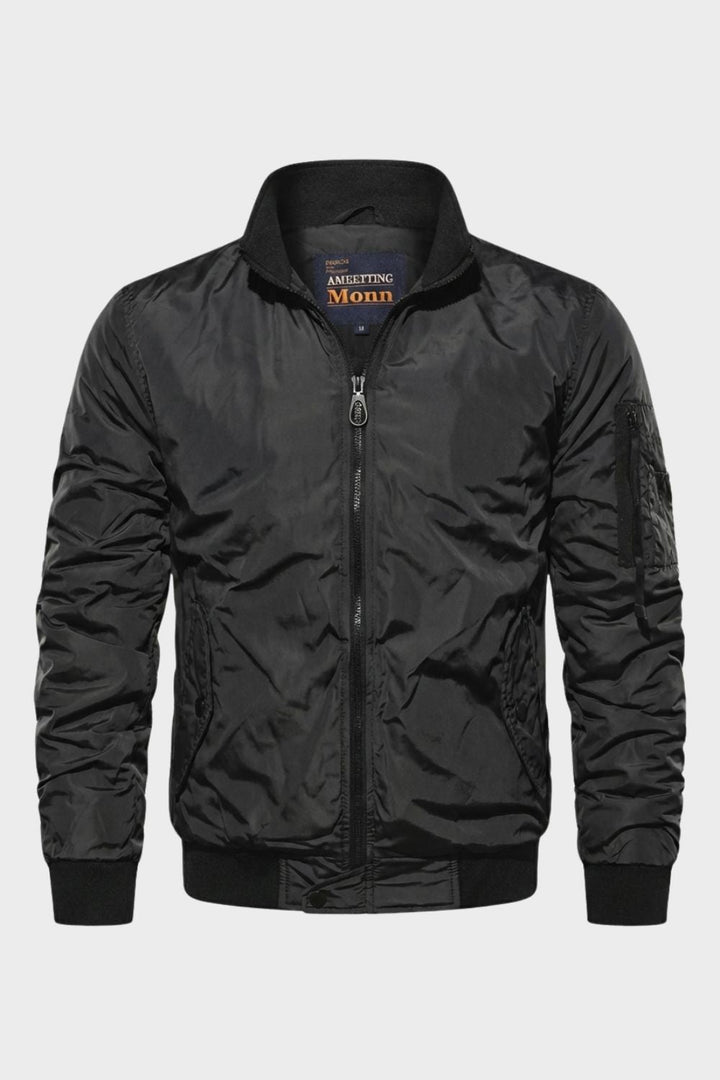Yahya | Refined Ribbed Collar Zip-Up Bomber Jacket