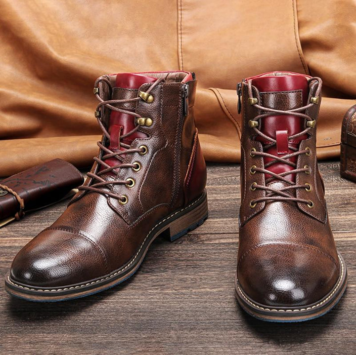 Zachary | Polished Lace Up Mens Ankle Boots