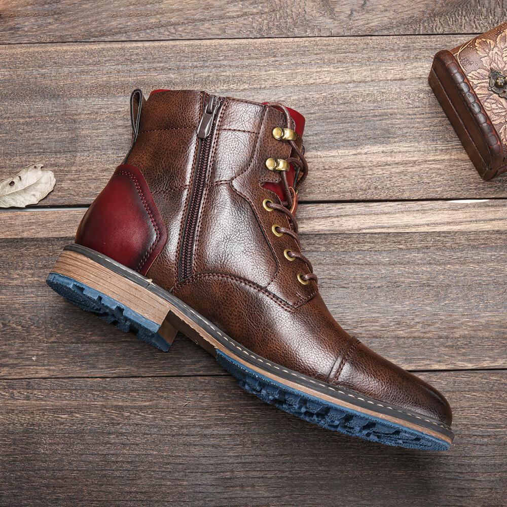 Zachary | Polished Lace Up Mens Ankle Boots