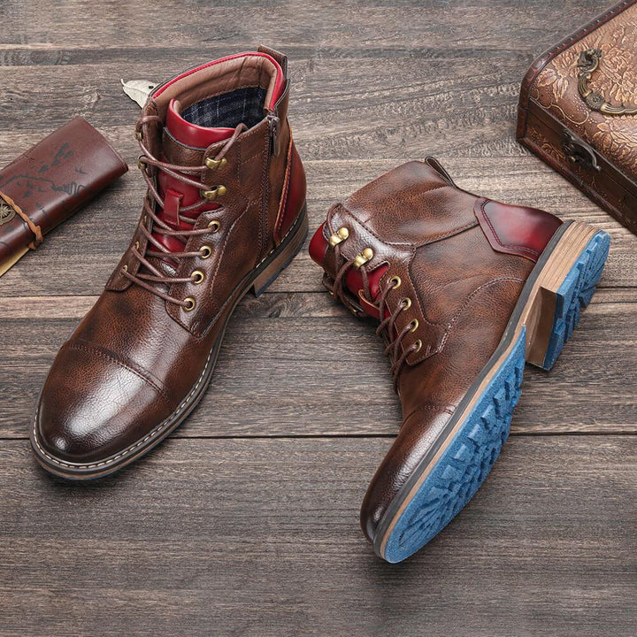 Zachary | Polished Lace Up Mens Ankle Boots