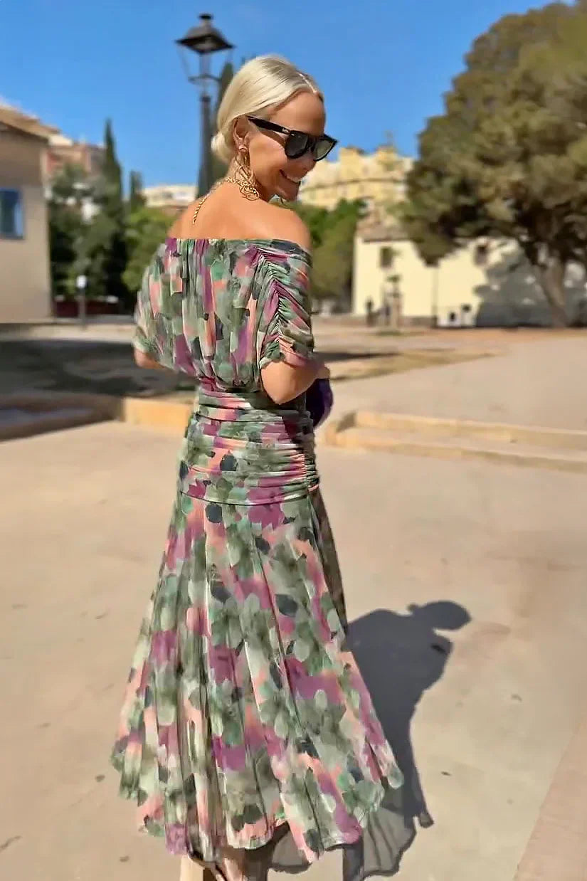 Zara | Polished V-Neck Pleated Autumn Wedding Guest Maxi Dress
