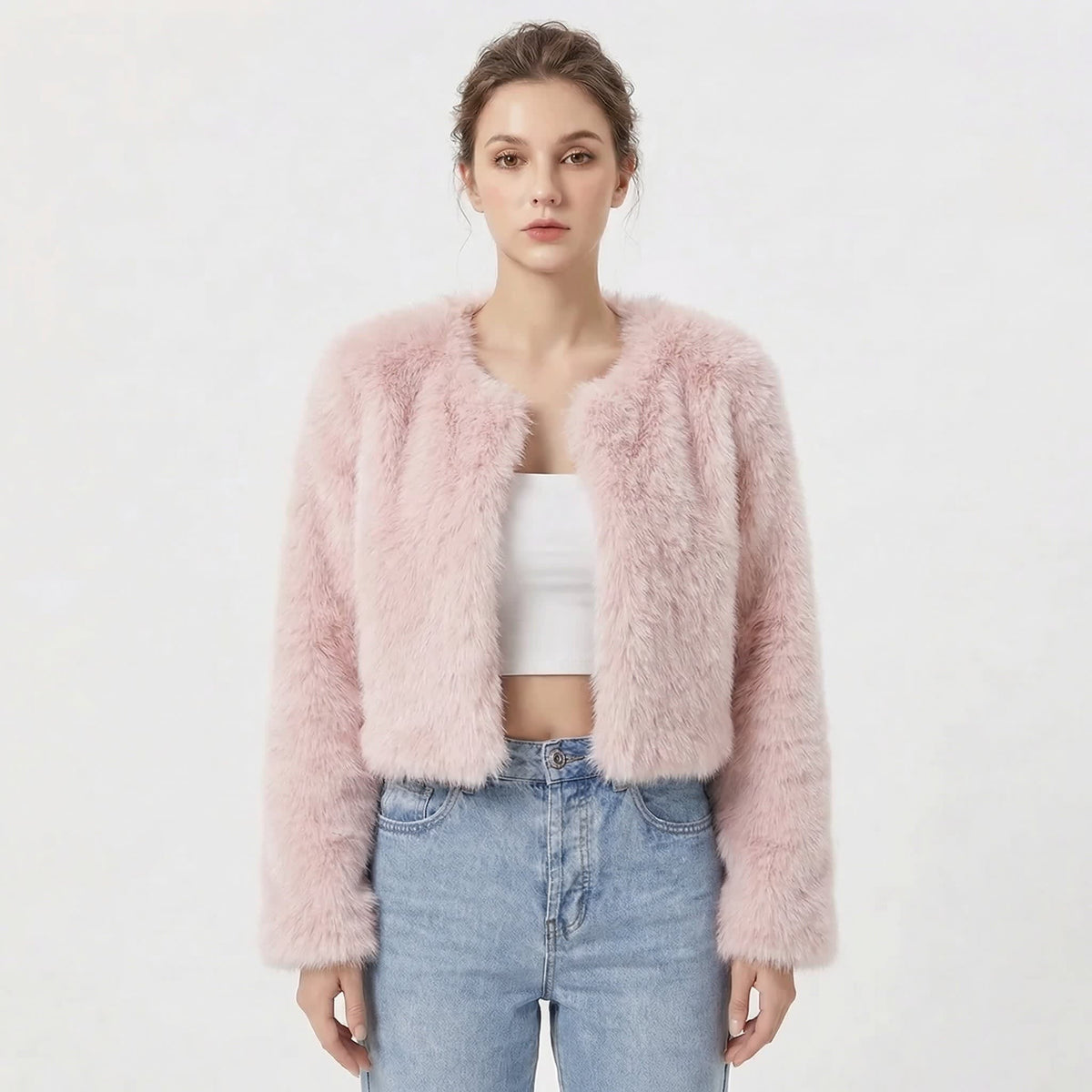 Zoe | Graceful Cropped Fluffy Fur Jacket