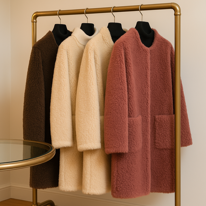 Zoe | Sophisticated Collarless Open Front Winter Coat