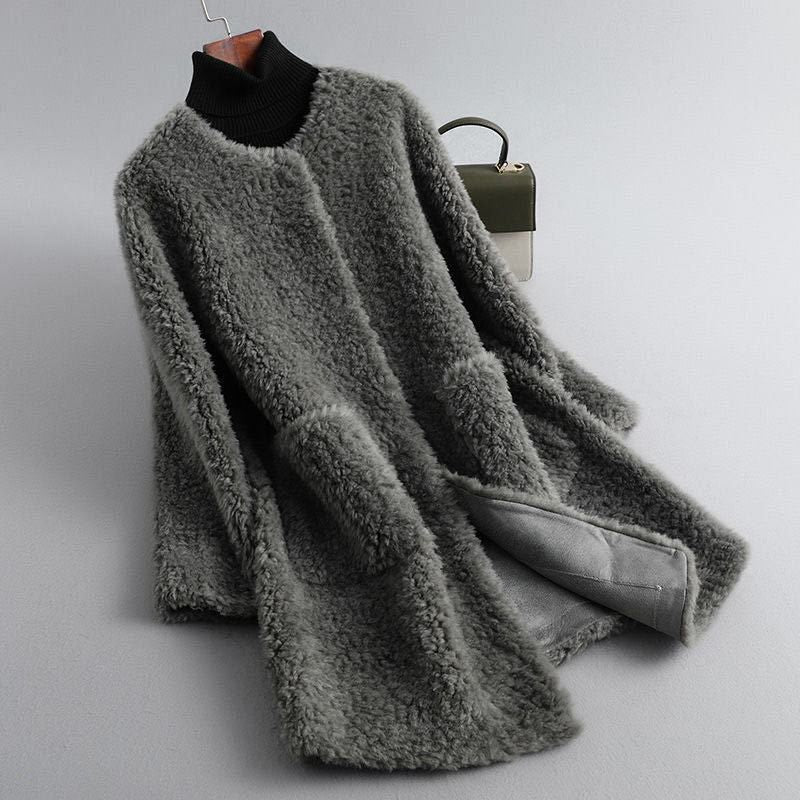Zoe | Sophisticated Collarless Open Front Winter Coat