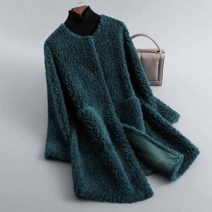 Zoe | Sophisticated Collarless Open Front Winter Coat